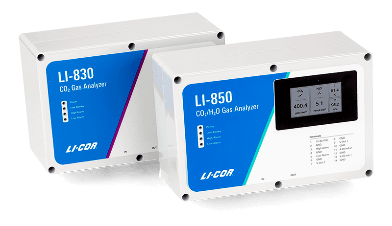 LI-830 CO2 and LI-850 CO2/H2O Gas Analyzers