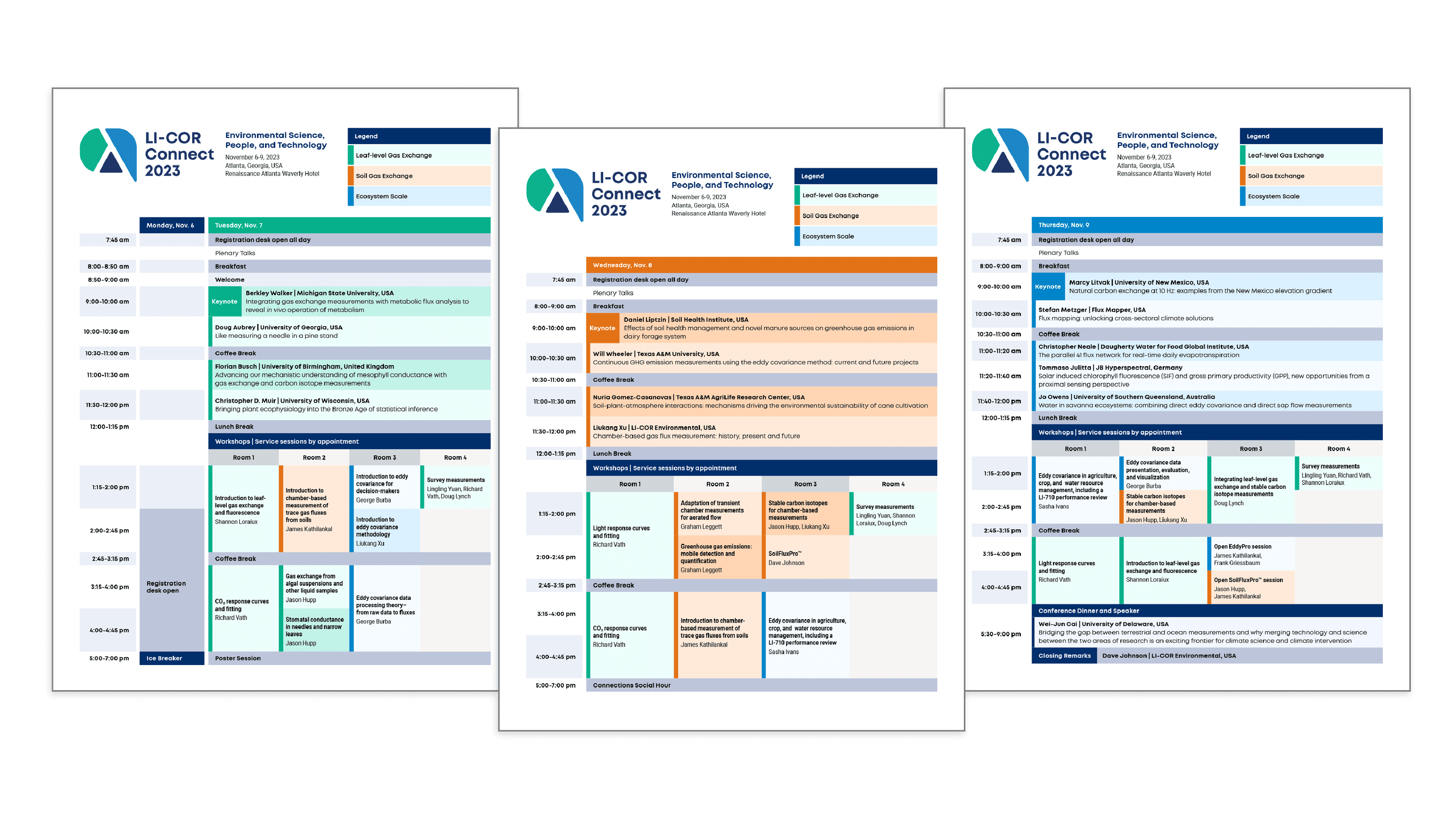 LI-COR Connect 23 agenda, showing speakers and scheduled talks