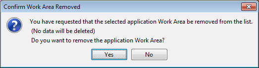 Image Studio Confirm Work Area Removal dialog