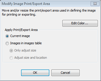 Image Studio modify image print export area dialog