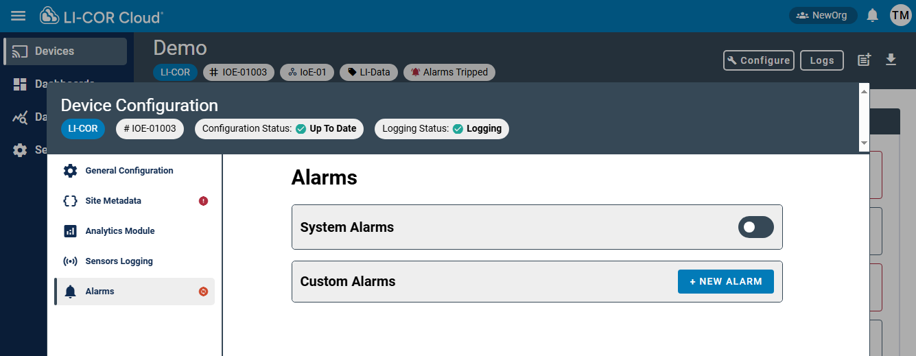 IoE Module alarms.
