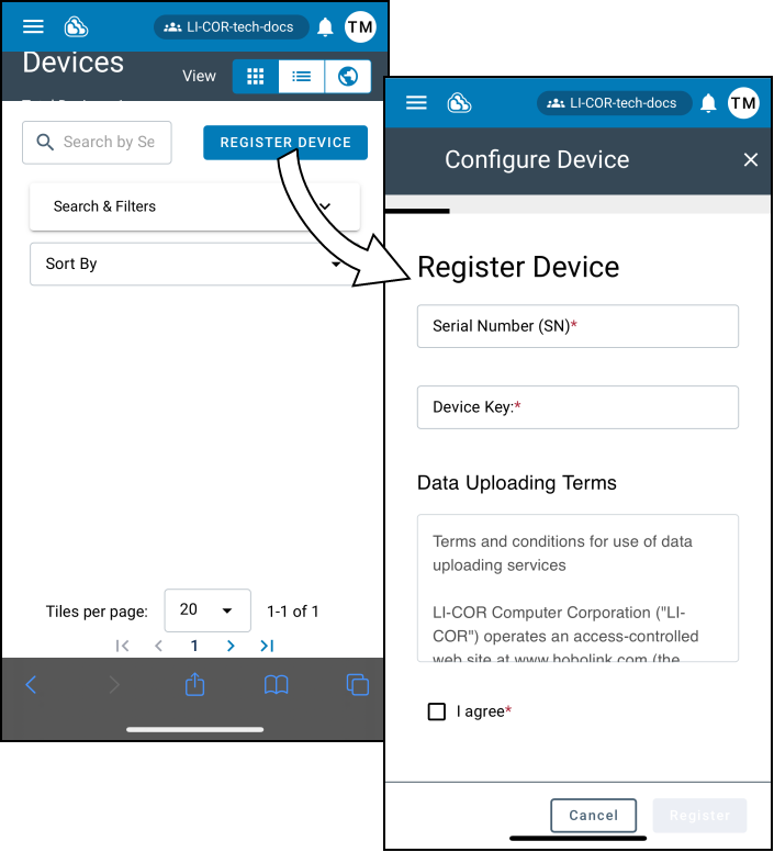 Register the device by entering information.