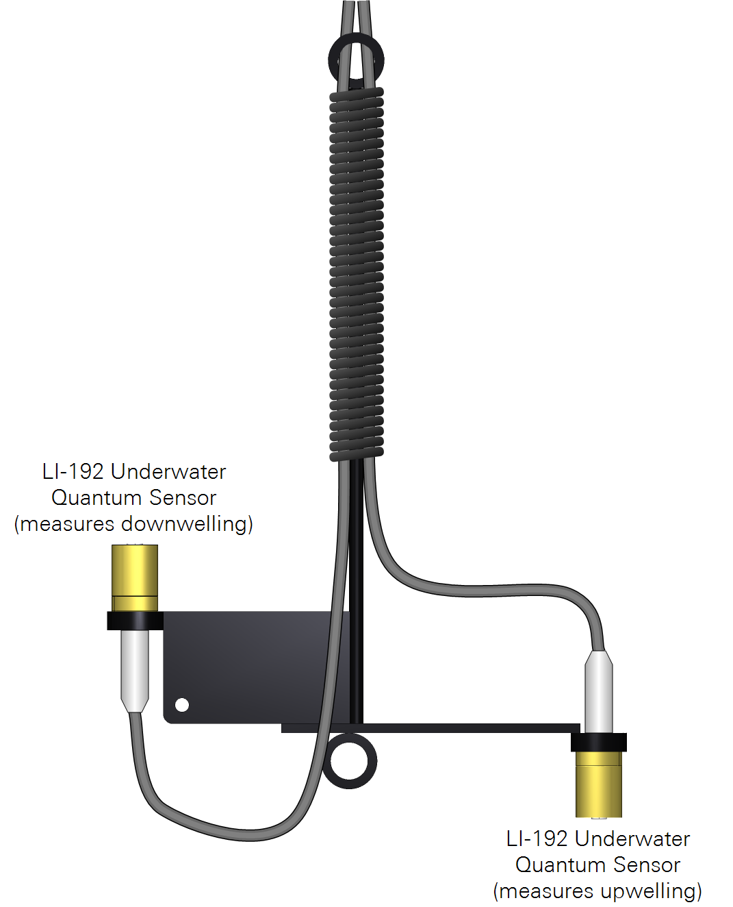 The weight of two LI-192 sensors is sufficient to lower the frame in a water column.