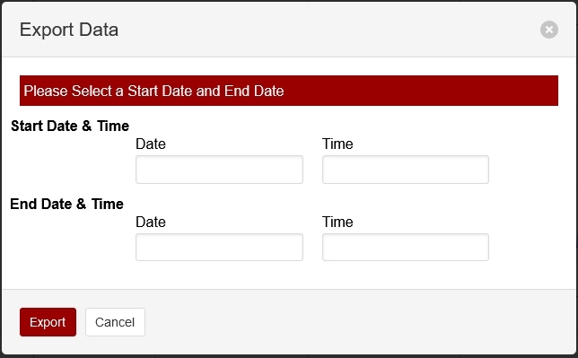 Data can be dowloaded for date range.