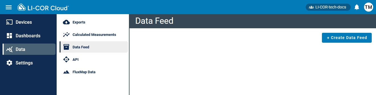 A data feed can be created in the Data interface.