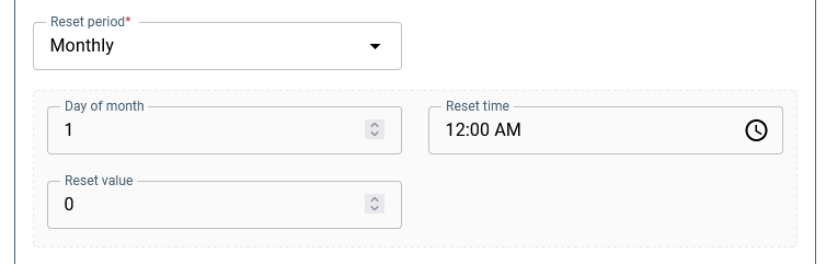 Set the reset period and time.
