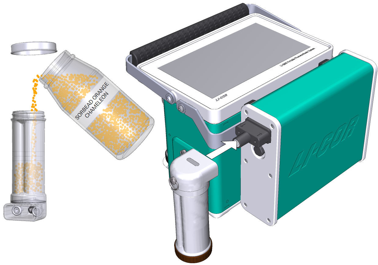 Fill the column with desiccant and install it on the box.