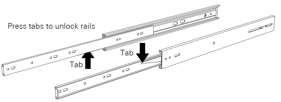 Slide rails separate with tabs