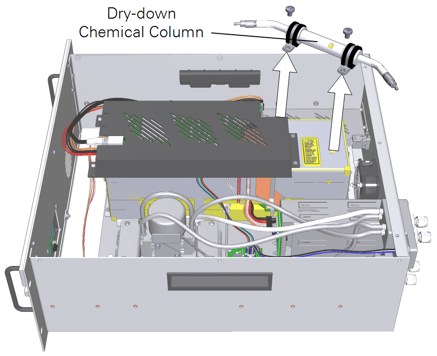 Dry-down column is filled with silica gel beads.
